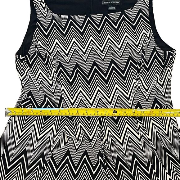 Jessica Howard Black and White Chevron Midi Dress with Yellow Accents - Picture 8 of 8